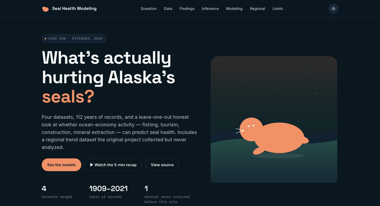 Preview of the Seal Health Modeling site